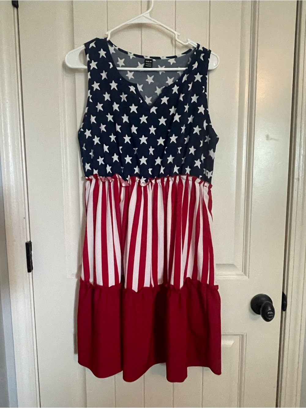 SHEIN Navy White Red Star & Stripe Sleeveless Dress